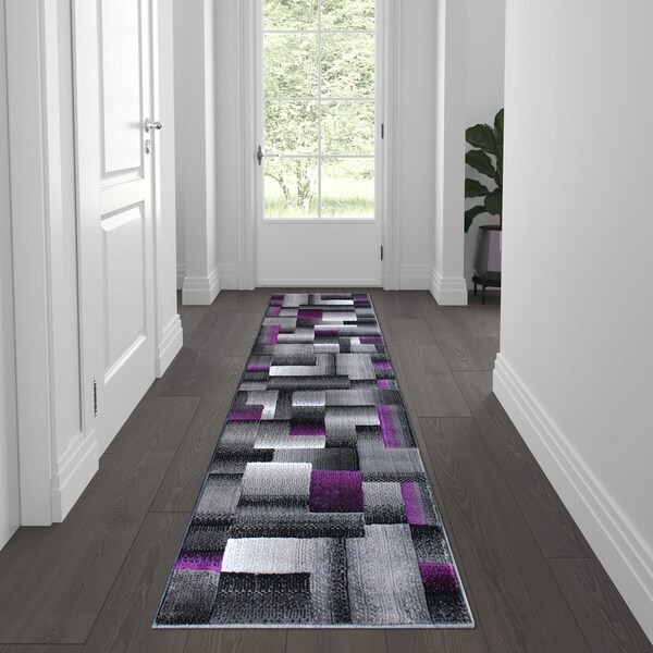 Flash Furniture Purple 2' x 7' Modern Color Blocked Area Rug ACD-RGTRZ861-27-PU-GG - main